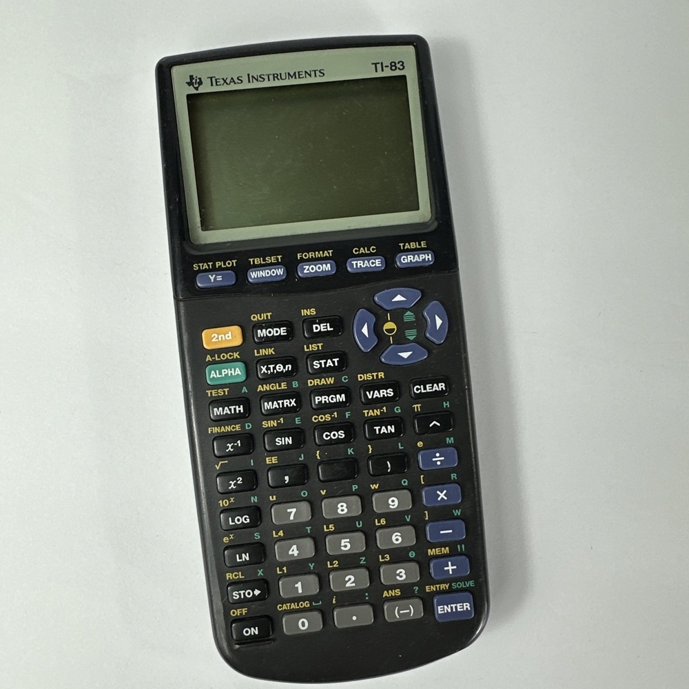 Texas Instruments TI-83 Graphing Calculator Black Tested No Cover No Batteries